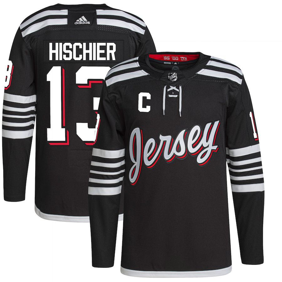 Men New Jersey Devils #13 Nico Hischier adidas Black Alternate Primegreen Authentic Pro Player NHL Jersey